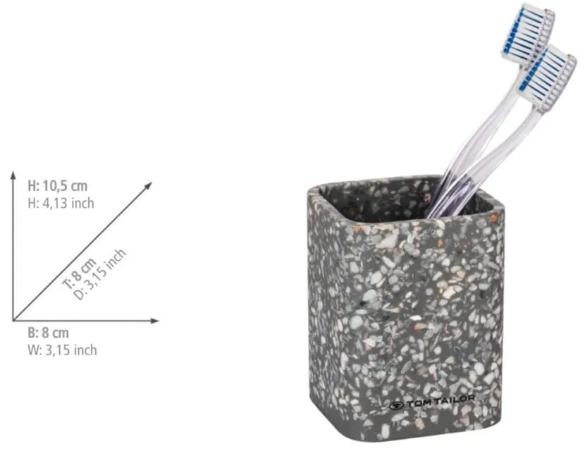 Сива чаша за четки за зъби от полиресин Tom Tailor T-Terrazzo – Wenko