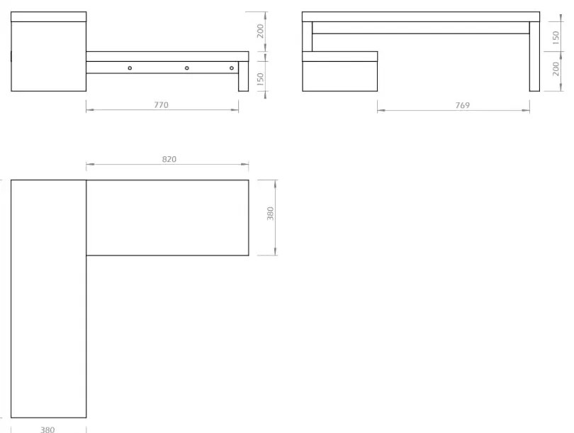 Бяла променлива маса за телевизор орех Cliff - TemaHome