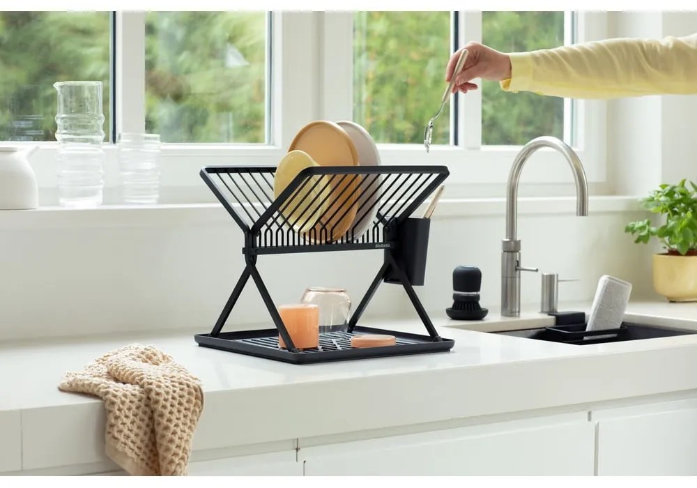 Тъмносива метална двуетажна тавичка за оттичане 37x33 cm – Brabantia