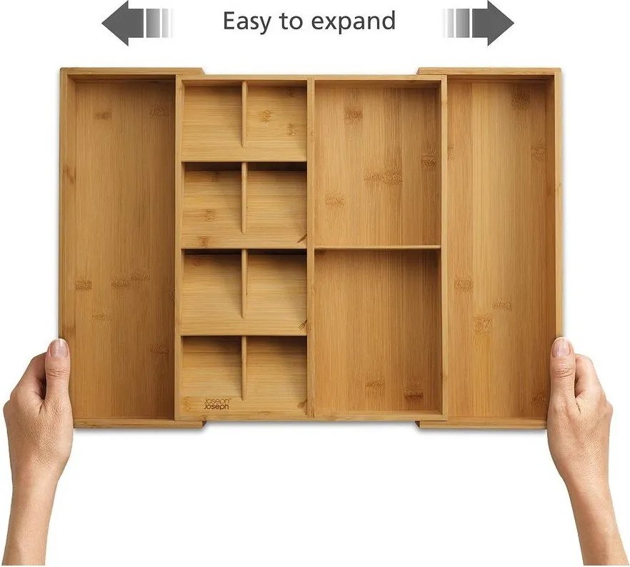 Регулируем бамбуков органайзер за прибори в естествен цвят 32 x 40 cm DrawerStore Bamboo – Joseph Joseph