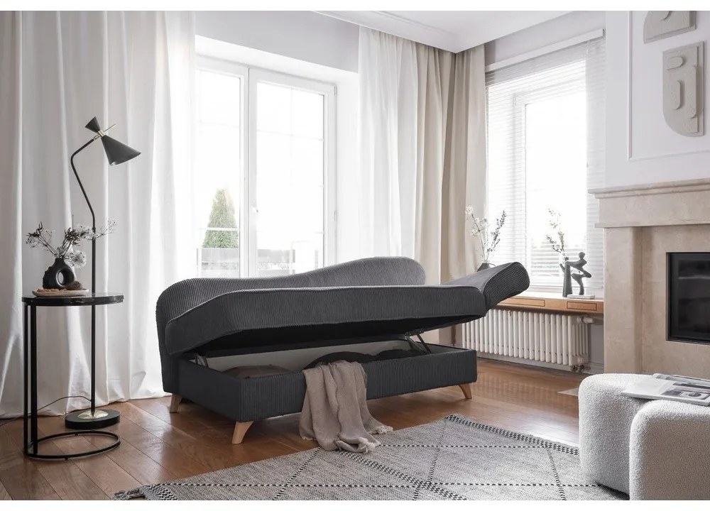 Сив шезлонг от рипсено кадифе (десен ъгъл) Chic Charlotte – Miuform