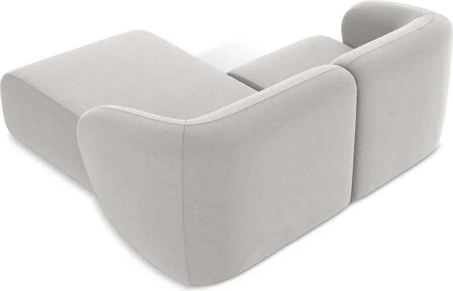 Светлосив кадифен ъглов диван (десен ъгъл) Lani – Makamii