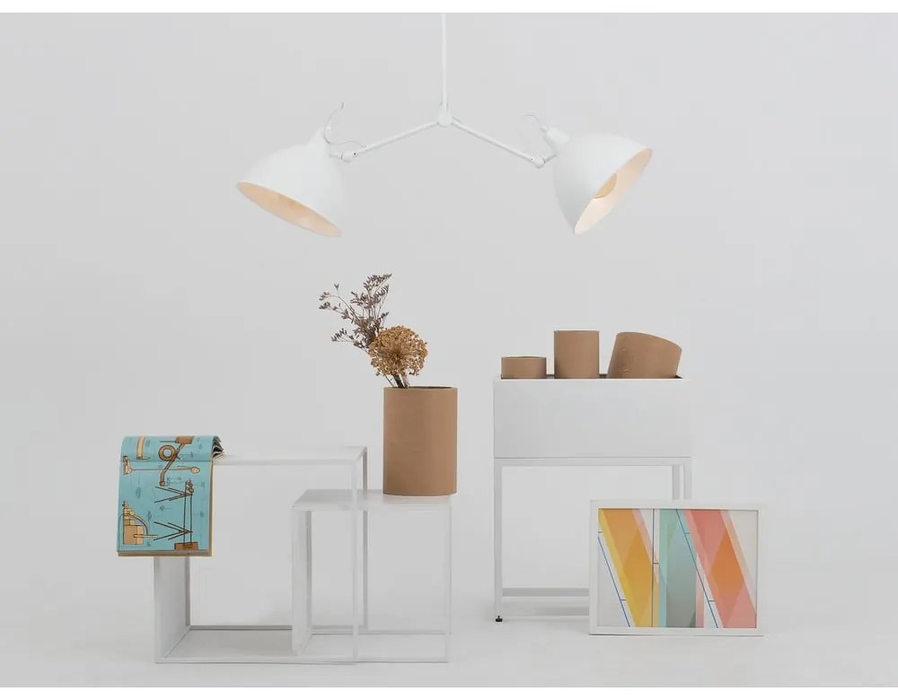 Бяла висяща лампа с метален абажур 104x104 cm Coben - CustomForm