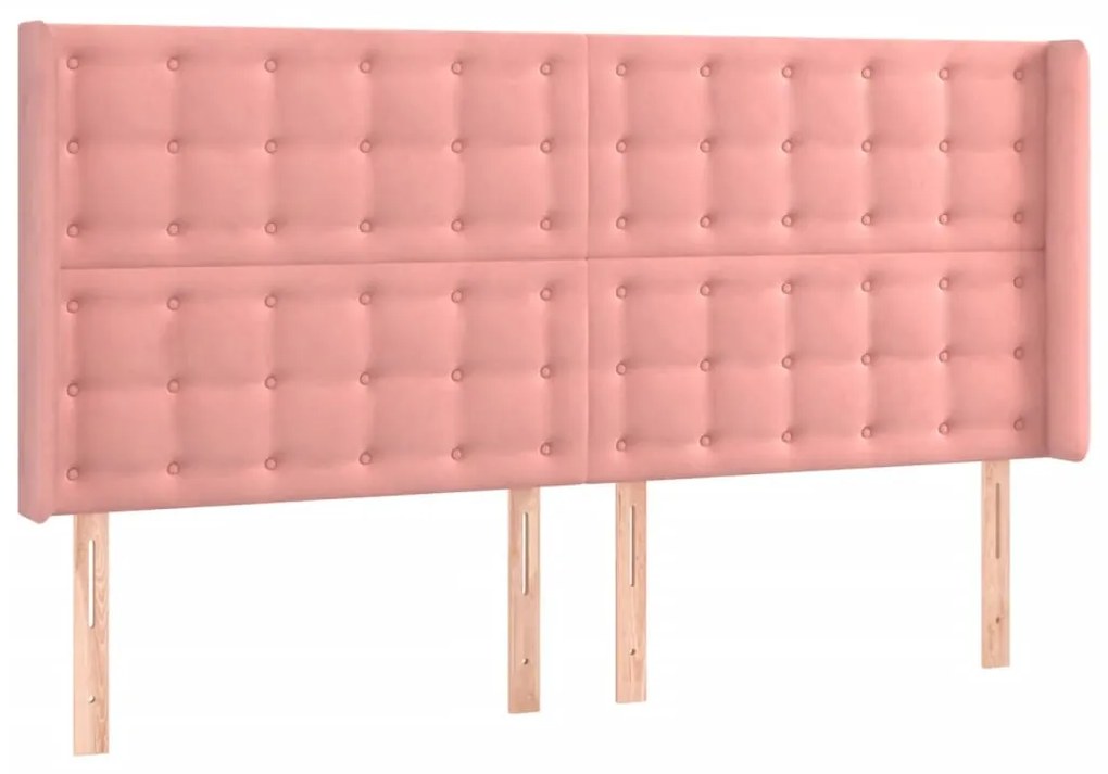 3120085 vidaXL Горна табла за легло с уши, розова, 203x16x118/128 см, кадифе