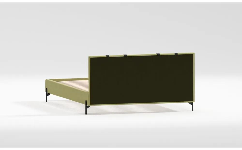 Светлозелено единично тапицирано легло с включена подматрачна рамка 90x200 cm Tulsa – Ropez