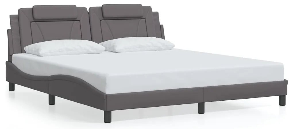 3208113 vidaXL Рамка за легло Viana без матрак, сива, 180x200 см, изкуствена кожа