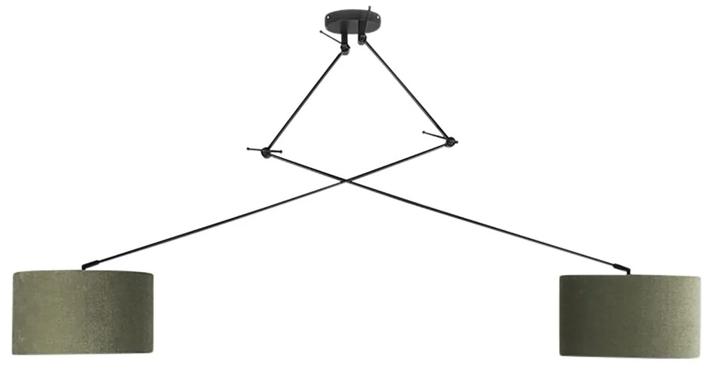 Интелигентна висяща лампа черна с абажур 35 см зелен с 2 Wi-Fi A60 - Blitz