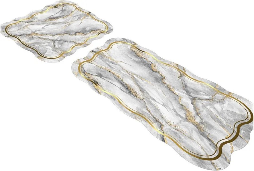 Сиви/ в златист цвят килими за баня в комплект 2 бр. 60x100 cm – Foutastic