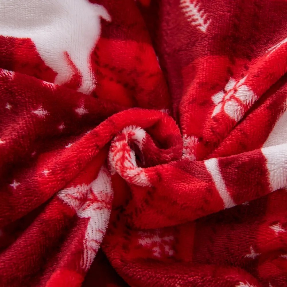 Топли коледни чаршафи от микроплюш - червени с мотив на елен 2 части: 1 бр. 140x200 + 1 бр. 70x80