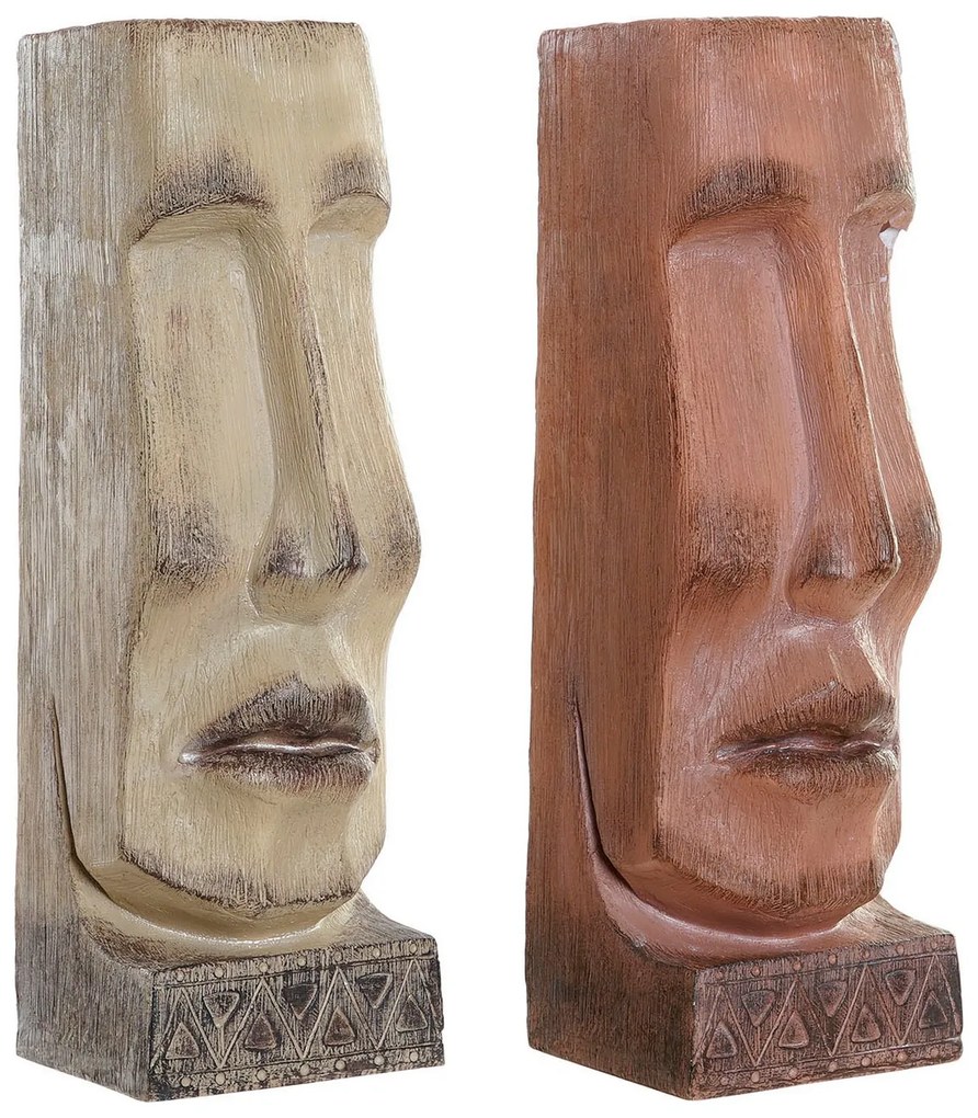 Саксия DKD Home Decor Бежов Смола теракота (2 pcs) (16 x 17 x 49 cm)