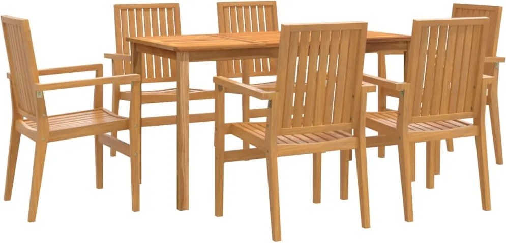 3157914 vidaXL Градински трапезен комплект, 7 части, тиково дърво масив