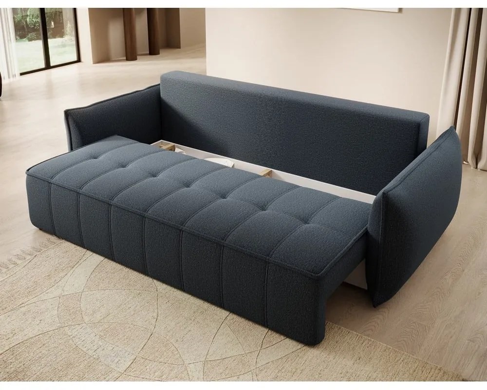 Син шенилов разтегателен диван с място за съхранение 242 cm Weltton – ELTAP