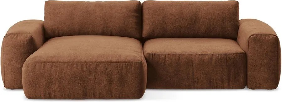 Теракотен шенилов сгъваем ъглов диван (ляв ъгъл) Kuki – Makamii