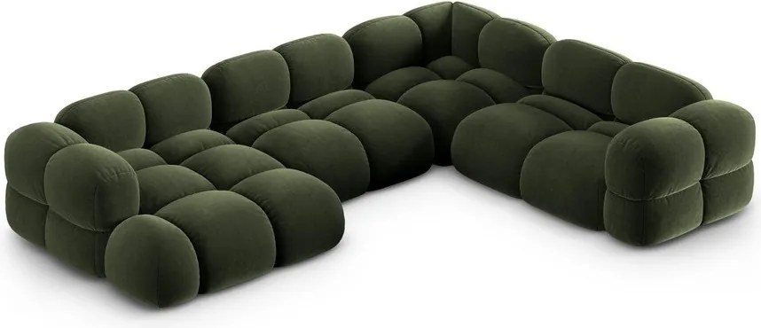 Зелен кадифен ъглов диван (десен ъгъл/U форма) Loretto – Cosmopolitan Design