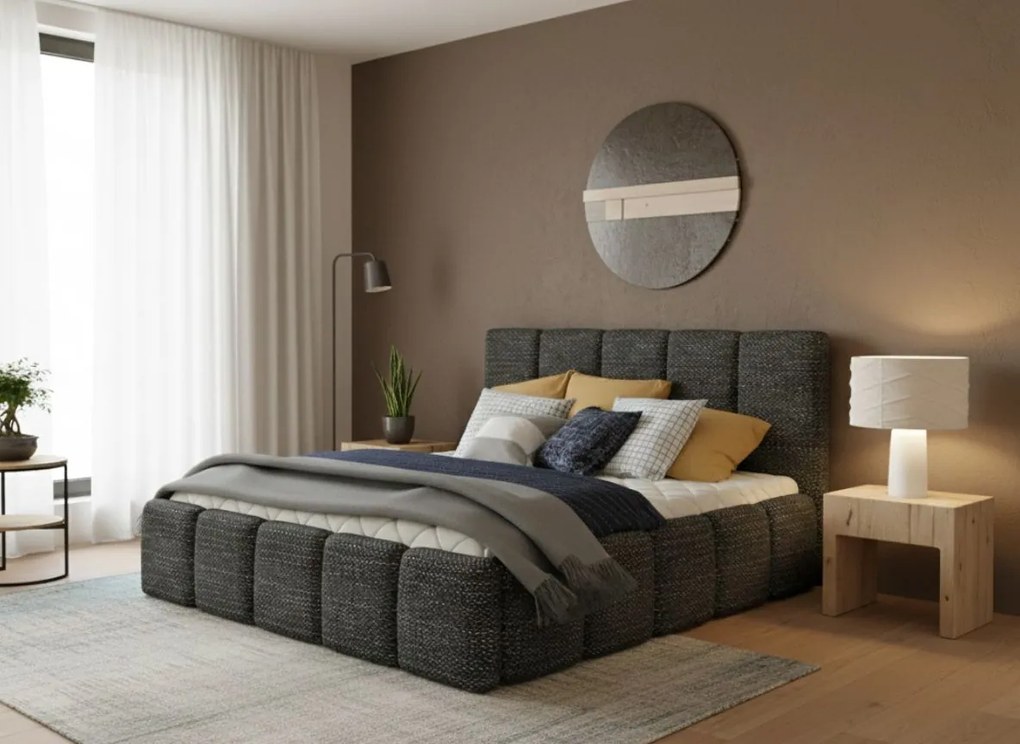 Легло Edvi-180 x 200-Gkri-Kafe-Με μηχανισμό ανύψωσης