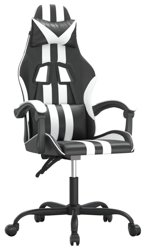 3143823 vidaXL Гейминг стол, черно и бяло, изкуствена кожа