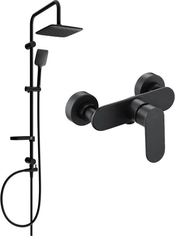 Mexen Sven надземен душ комплект с тропически душ и душ батерия Milo, черен - 71340262-70