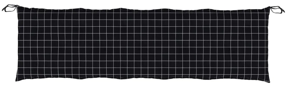 Възглавници за градинска пейка 2 бр черно каре Оксфорд плат