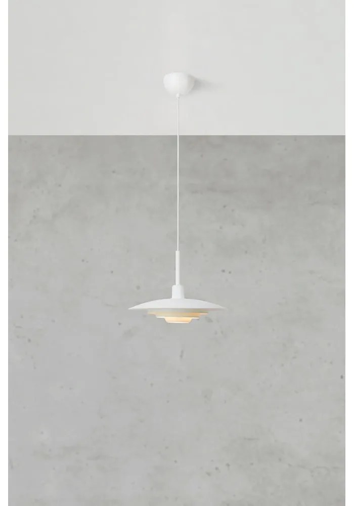 Бяло висящо осветително тяло с метален абажур ø 35 cm Piny – Markslöjd