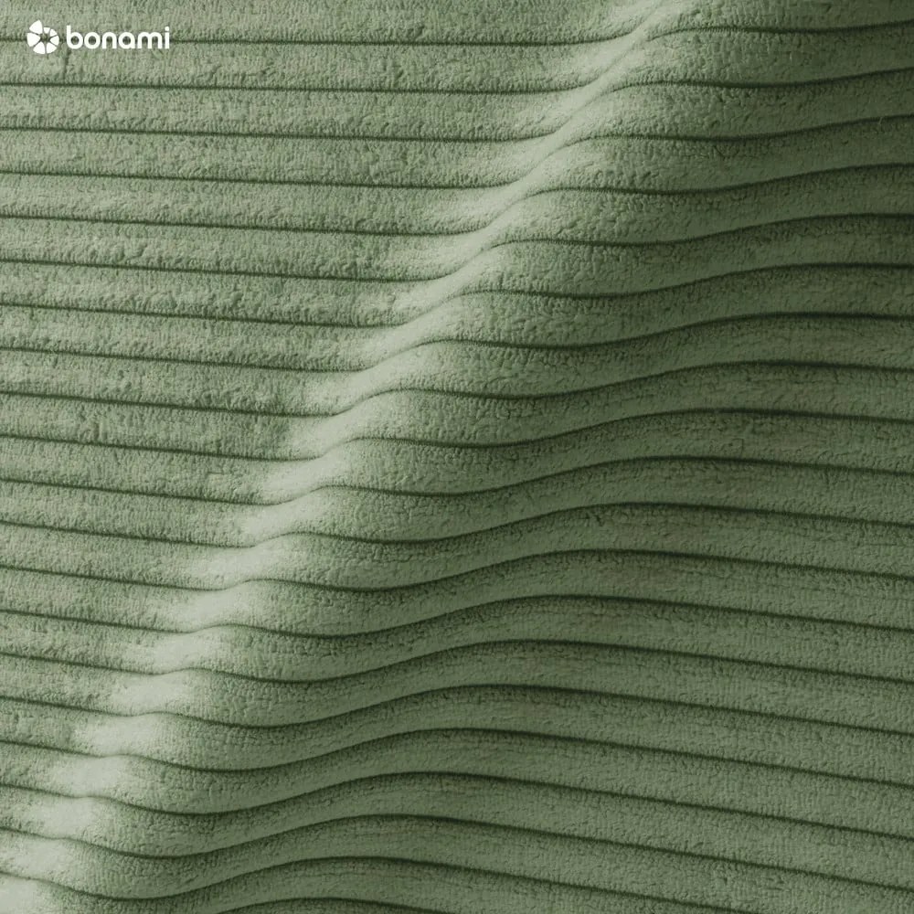 Светлозелен сгъваем ъглов диван от рипсено кадифе (ляв ъгъл/"U" форма) Tori – Bonami Selection