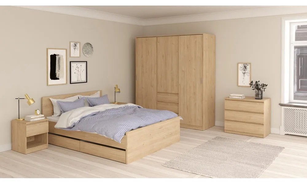 Чекмеджета за под леглото в комплект от 2 бр. в естествен цвят 90x190/140x190 cm Naia – Tvilum