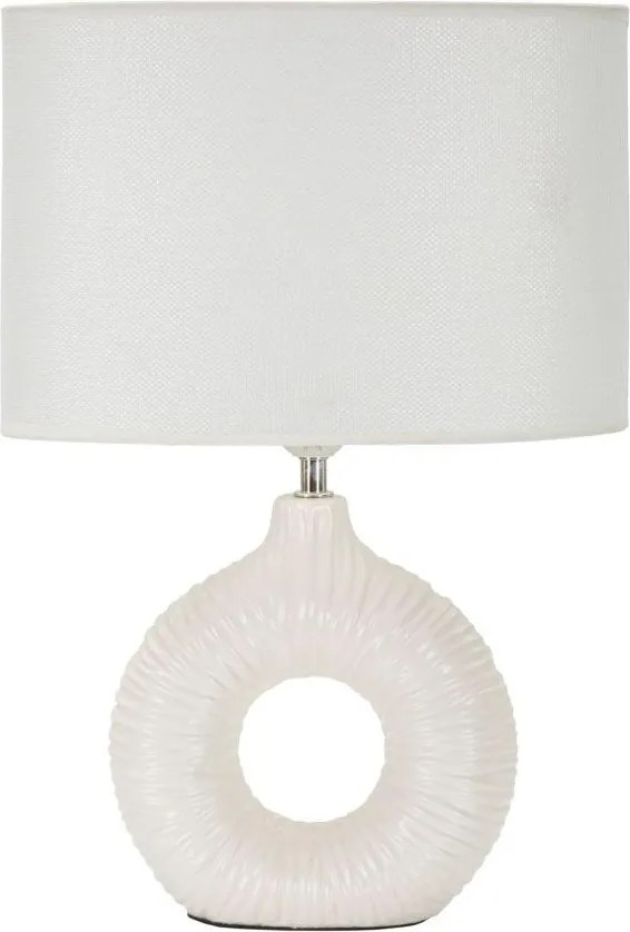 Бяла керамична настолна лампа с текстилен абажур (височина 43 cm) Seta – Mauro Ferretti