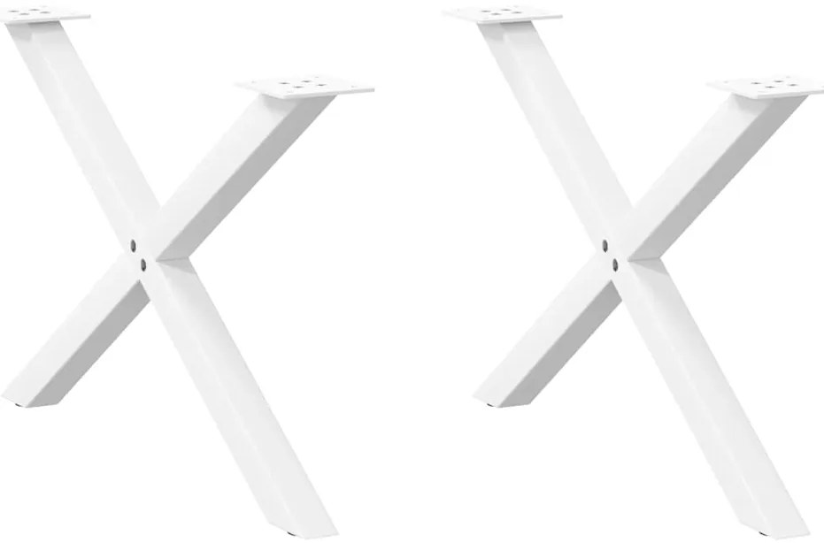 4012905 vidaXL Крака за масичка за кафе, X-образни, 2 бр., бели, 70 x (42-43) см, стомана