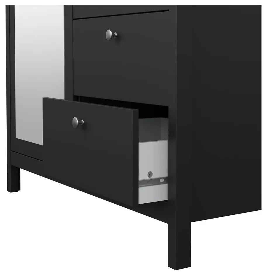 Черен гардероб с огледало 102x199x58 cm Madrid – Tvilum