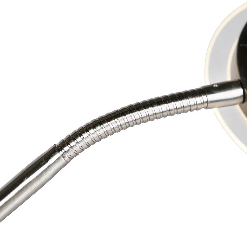 Модерна подова лампа стомана и стъкло с LED и лампа за четене - Divine