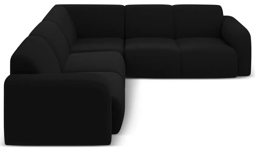 Черен ъглов диван от букле (променлив/L форма) Molino – Micadoni Home