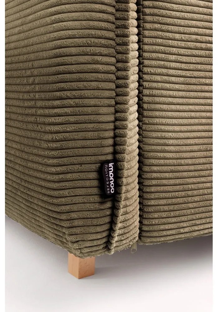 Зелен сгъваем ъглов диван от рипсено кадифе (десен ъгъл/"U" форма) Tori – Bonami Selection