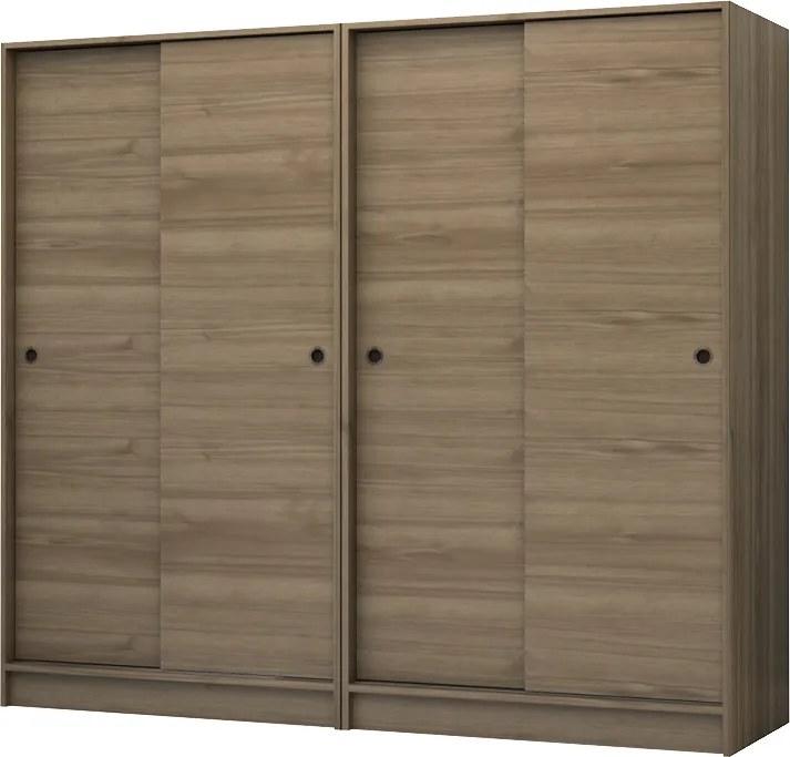 Четирикрилен гардероб Regio TopMebel с плъзгащи врати в цвят орех 200x60x181cm