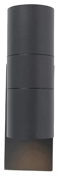 Външна стенна лампа тъмно сива 2-светлина със сензор за здрач - Duo