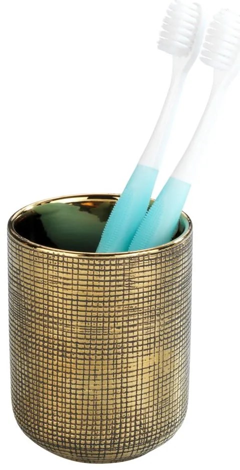 Керамична чаша за четки за зъби в златист цвят Rivara – Wenko