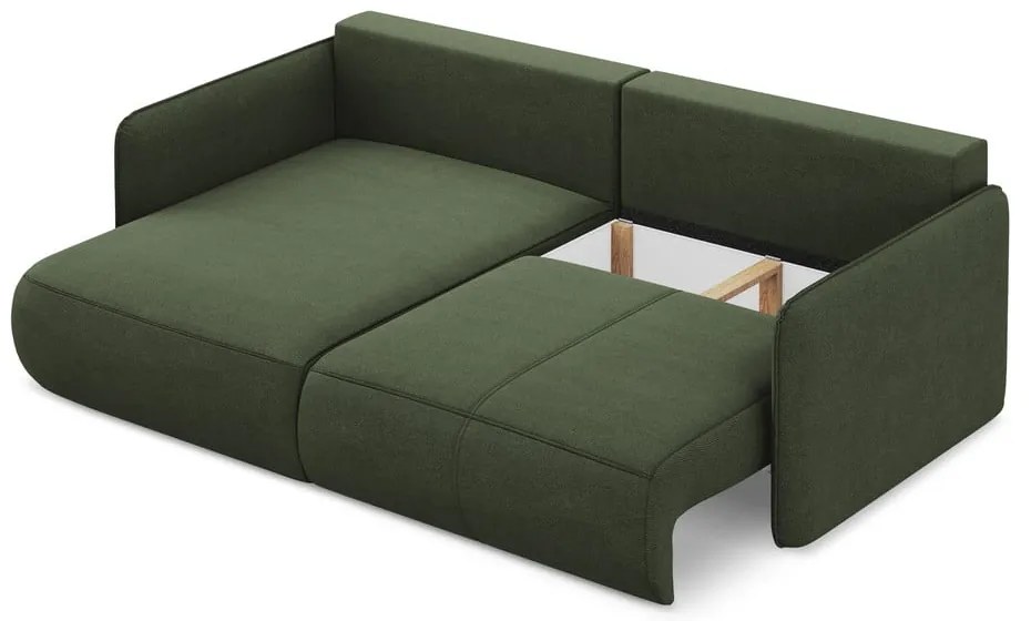 Зелен разтегателен ъглов диван с място за съхранение (ляв ъгъл) Nanea – Makamii
