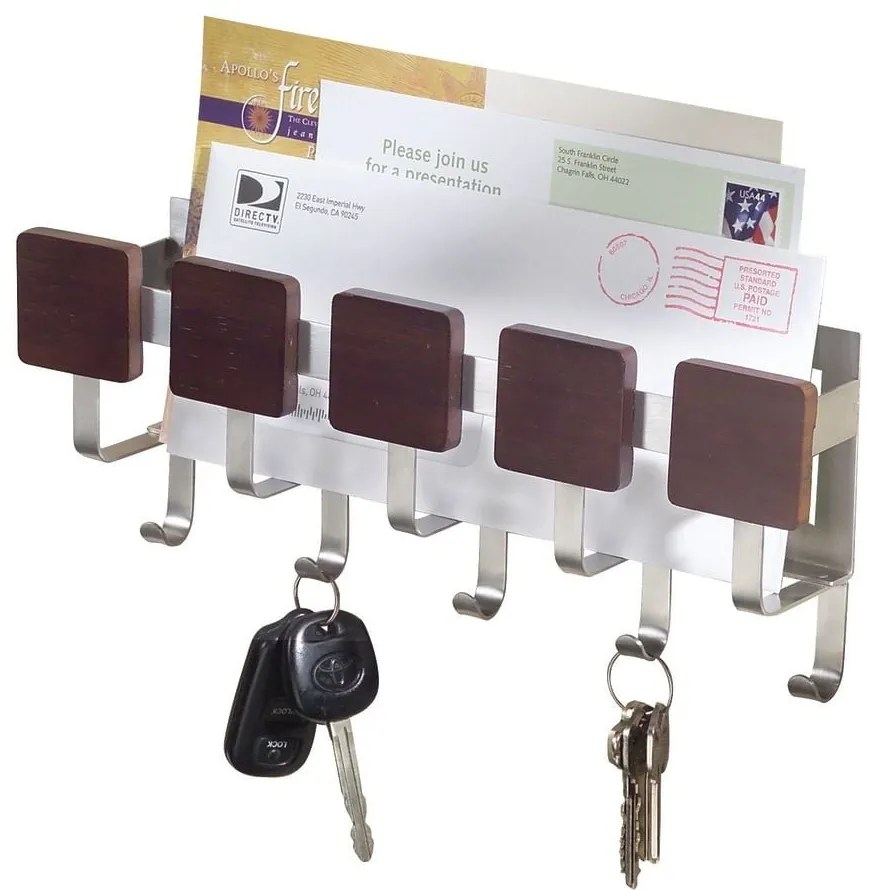 Nástěnný držák na klíče s přihrádkou na dopisy iDesign Fombu