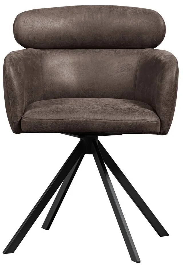 Тъмнокафяв тапициран трапезен стол с подлакътници Fenne – WOOOD