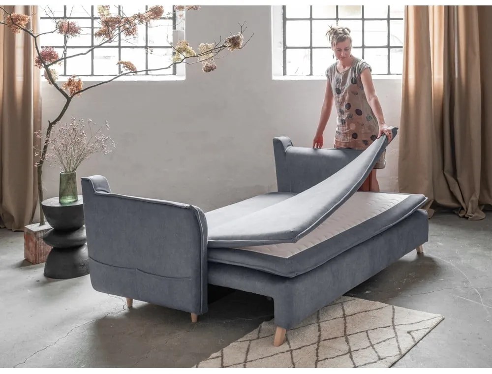 Сив кадифен разтегателен диван 225 cm Charming Charlie – Miuform