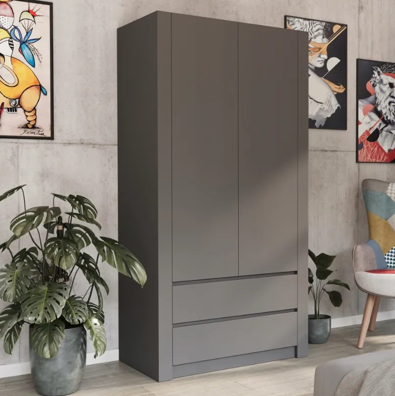 Модерен гардероб с две врати MODERN B20 180 x 90 x 55 cm - различни цветови варианти Бял