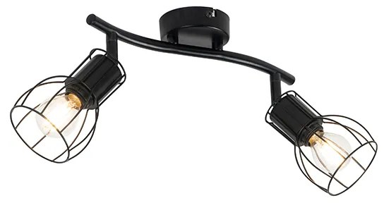 Модерен таванен прожектор черен 2-светлина регулируем - Botu