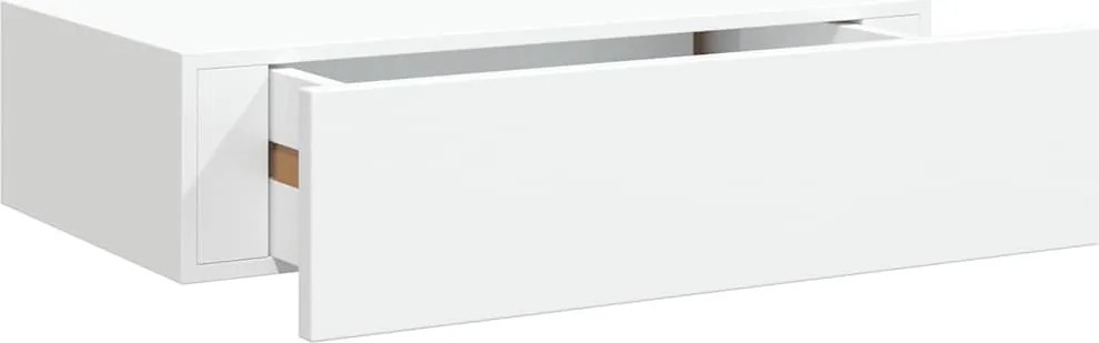 330241 vidaXL Стенен рафт с чекмедже, бял, 40x23,5x10 см, МДФ
