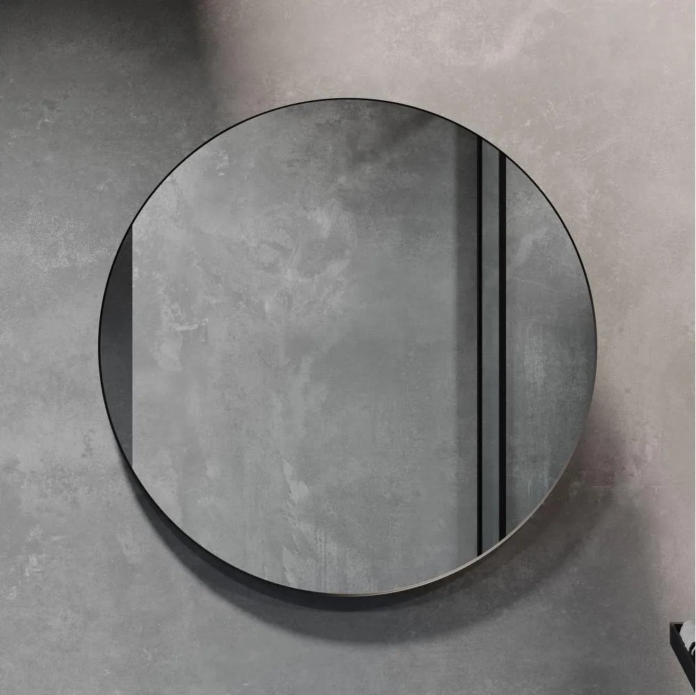 Огледало за баня BORGSTED, Ø 80 см, черно