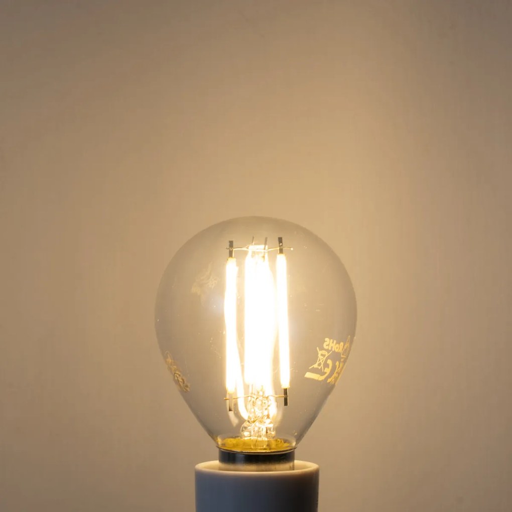 Комплект от 5 E14 димируеми LED филаментни крушки G45 прозрачни 4W 470LM 2700K