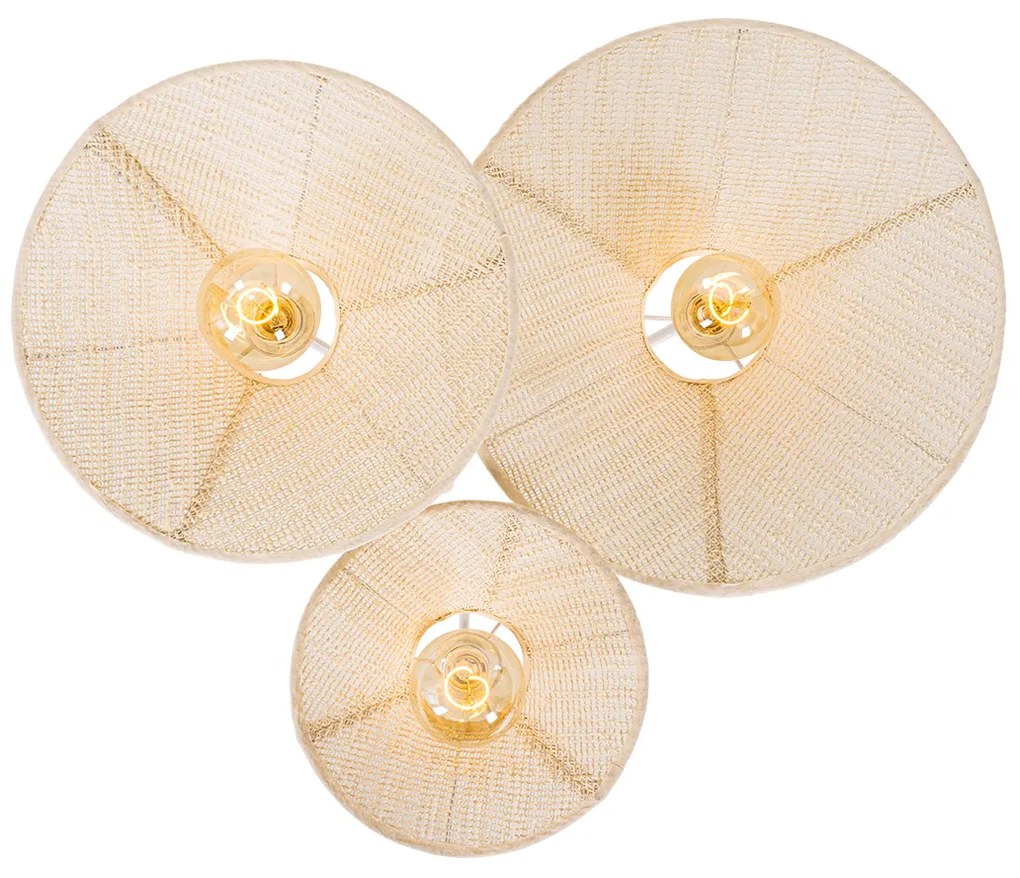 Дизайнерски стенен аплик бял с плат 3-светлина - Jane