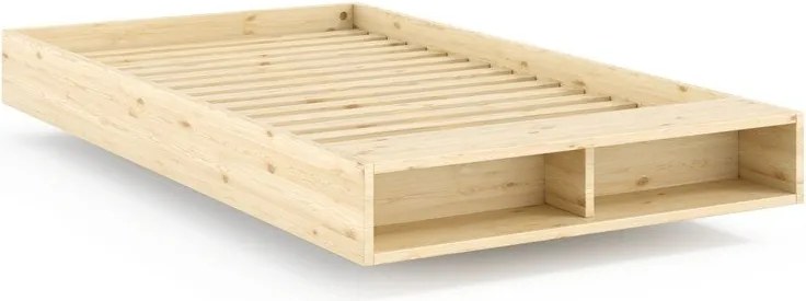 Единично легло 120x200 cm от масивен бор без табла с включена подматрачна рамка в естествен цвят Merge – Karup