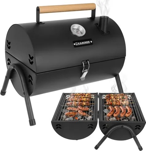 Туристическа скара на дървени въглища с капак