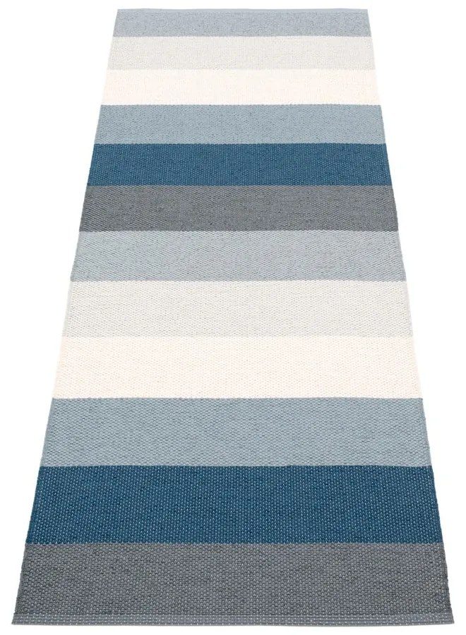 Синя и кремава пътека за открито и закрито 70x200 cm Molly Ocean Grey – Pappelina