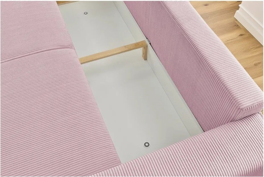 Светлорозов диван от велур 245 cm Nihad - Bobochic Paris