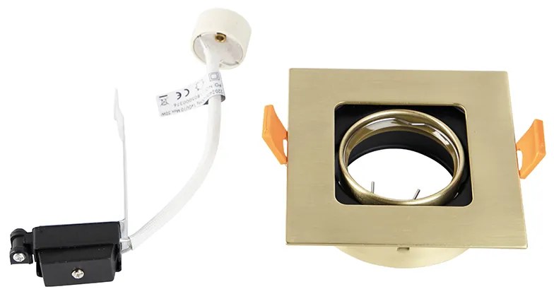 Комплект от 6 квадратни вградени спота месинг регулируеми - Artemis