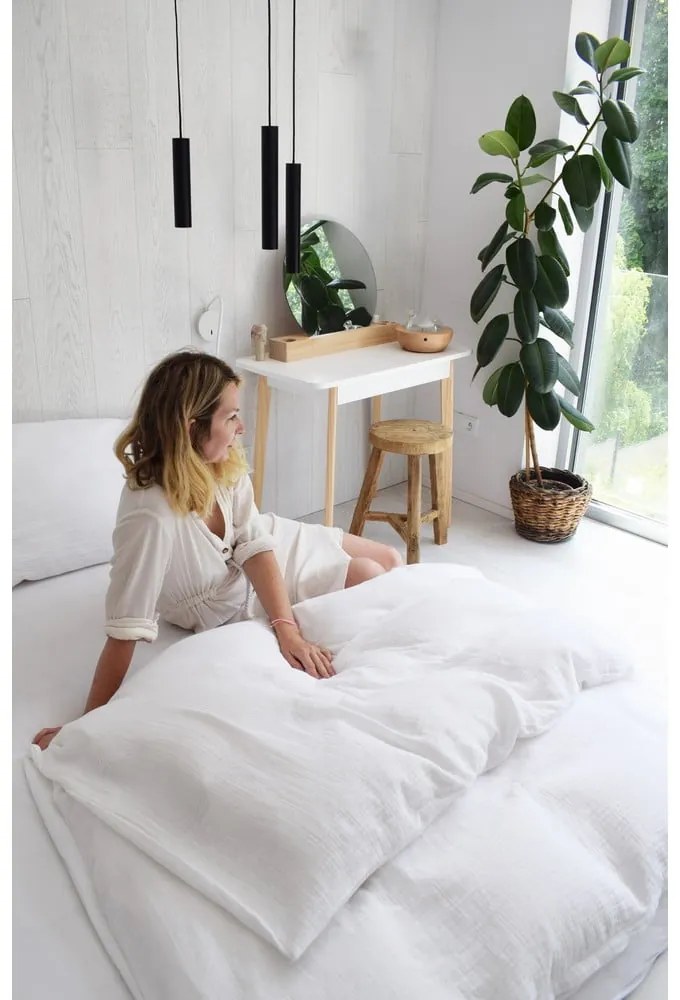 Бяло двойно муселиново спално бельо 200x200 cm Plain Muslin – Butter Kings